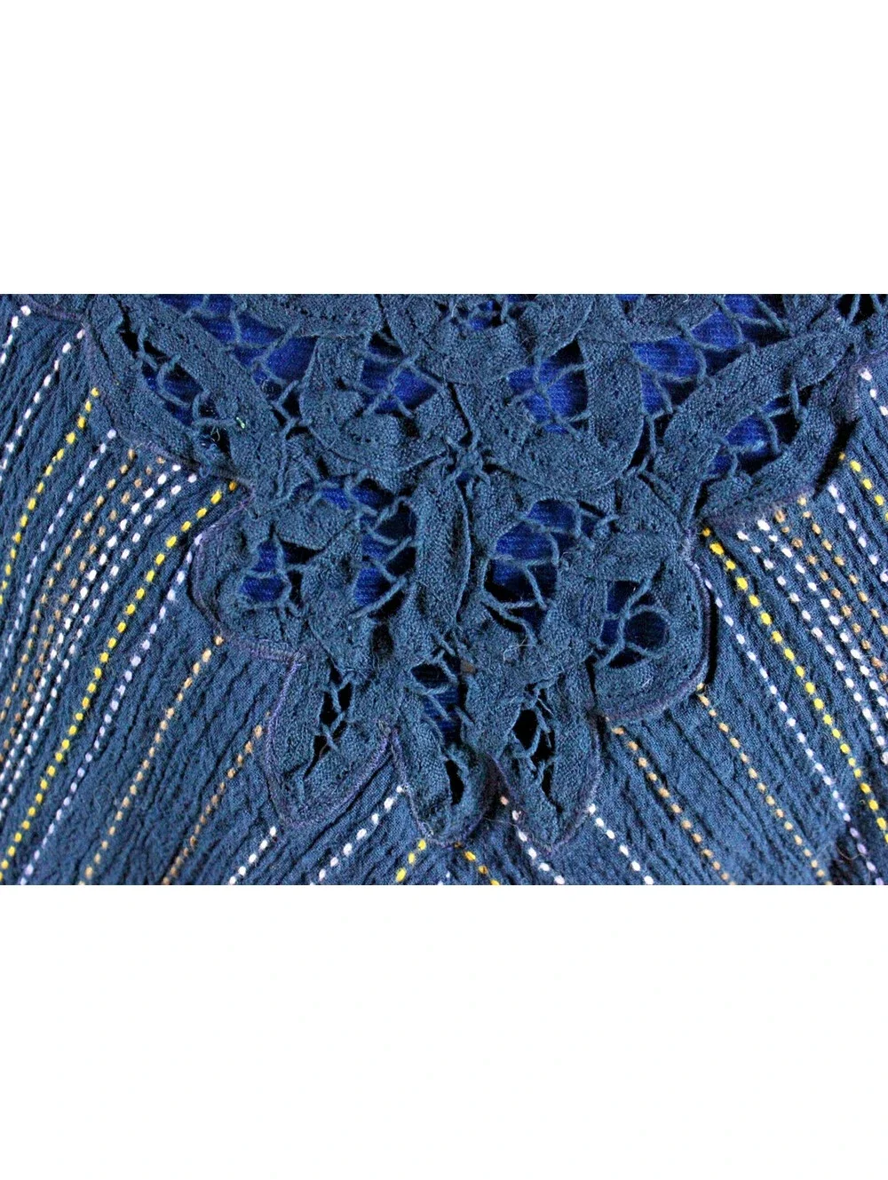 Free People Floating Memories Blouse Navy Lace Balloon Sleeve Boho Top XS